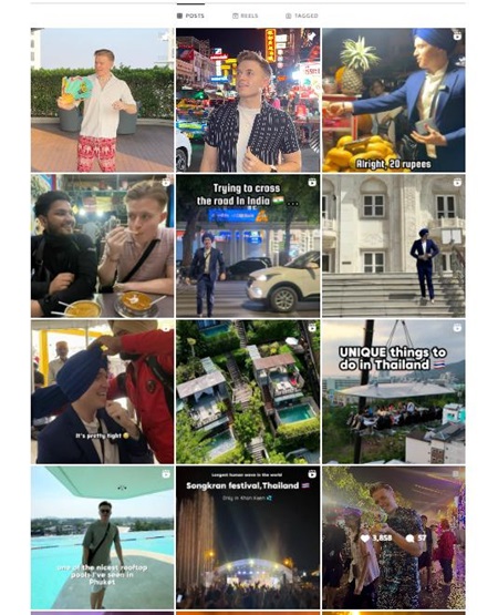29.8万粉丝的Instagram泰国旅行类网红频道内容